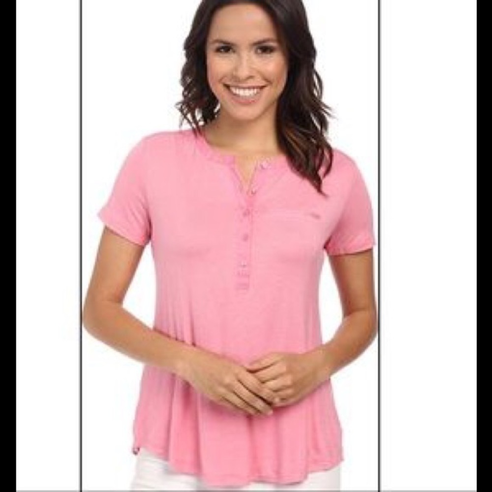 NYDJ back pleat knit Henley Top NWT